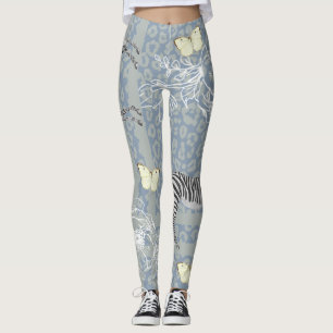 Leggings Design moderne Eclectique Vintage bleu gris