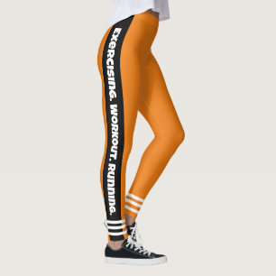 Leggings Design moderne l Texte noir et blanc l Orange
