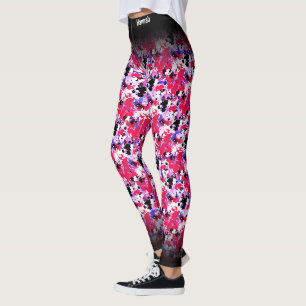 Leggings Design Motif Abstrait Red Black Splashes