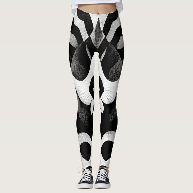Leggings Design Motif animal noir et blanc (Devant)