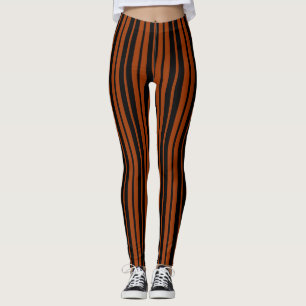 Leggings Design Motif Brown en bandes verticales noires