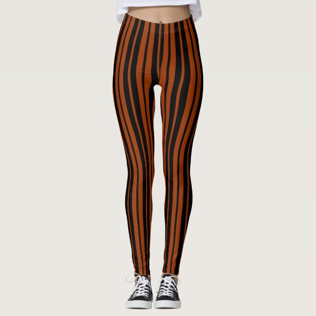 Leggings Design Motif Brown en bandes verticales noires (Devant)