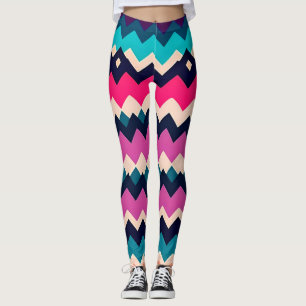 Leggings Design Motif coloré Chevron Zigzag