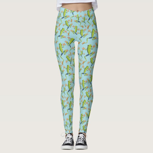 Leggings Design Motif de grenouilles à arbre vert (Devant)