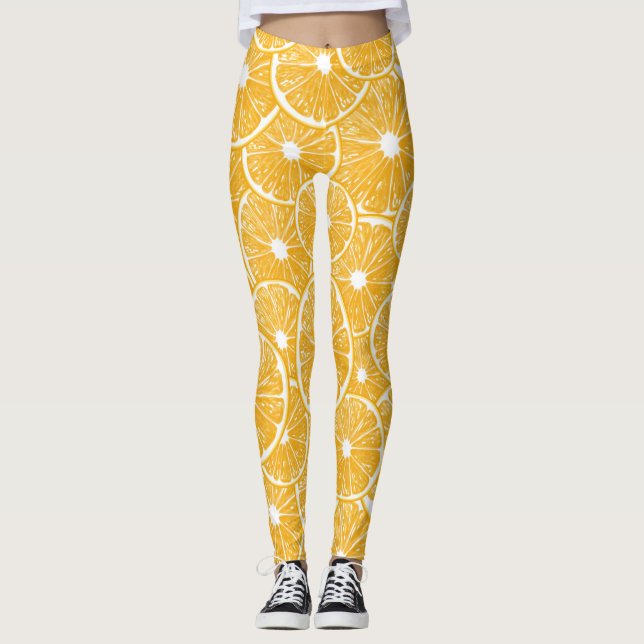 Leggings Design motif en tranches orange (Devant)