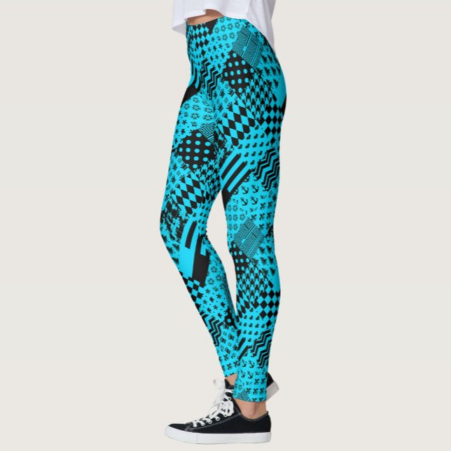 Leggings Design Motif mixte en noir bleu (Créateur téléchargé)
