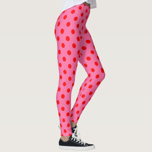 Leggings Design Pois rouge sur rose