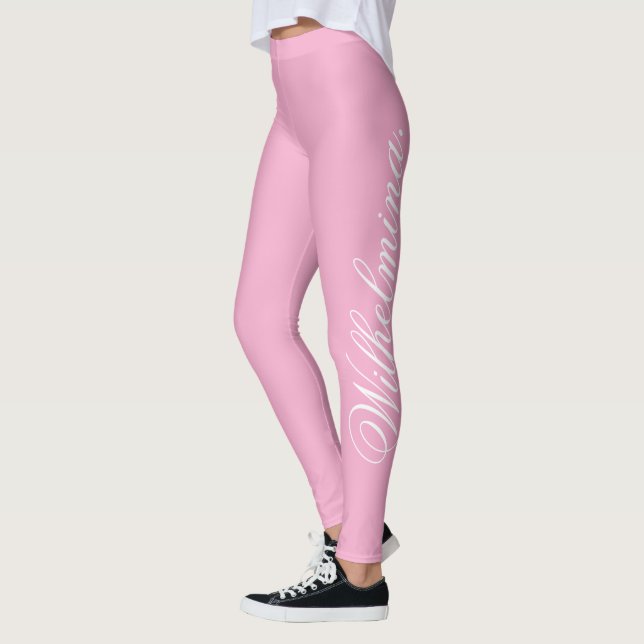 Leggings Design Your Own Name on Stylish Light Pink (Gauche)