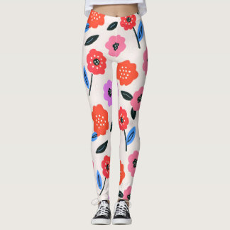 Leggings Dessin à la main de motif de fleurs