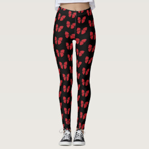 Leggings Dessin à papillon rouge