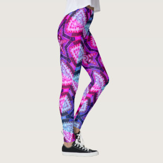 Leggings Dessin abstrait MODERNE en bleu-rose-rouge-profond