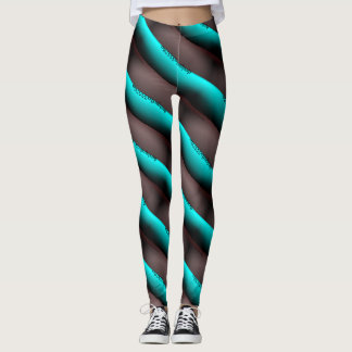 Leggings Dessin abstrait MODERNE en bleu turquoise gris noi