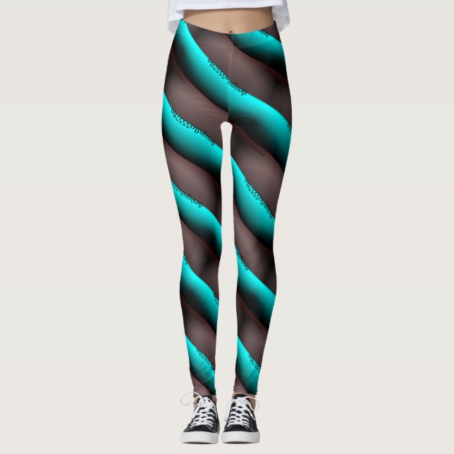 Leggings Dessin abstrait MODERNE en bleu turquoise gris noi (Devant)