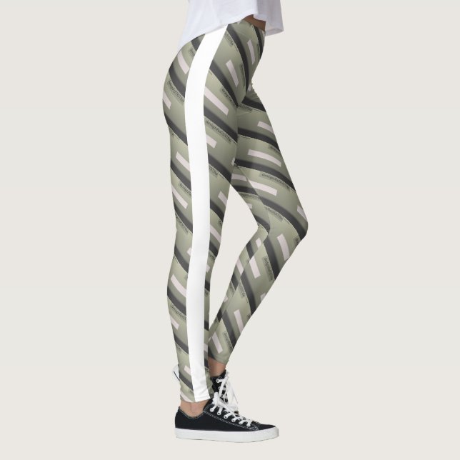 Leggings Dessin abstrait MODERNE en gris clair blanc (Droite)