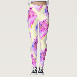 Leggings Dessin abstrait MODERNE en jaune-rose-rose-violet
