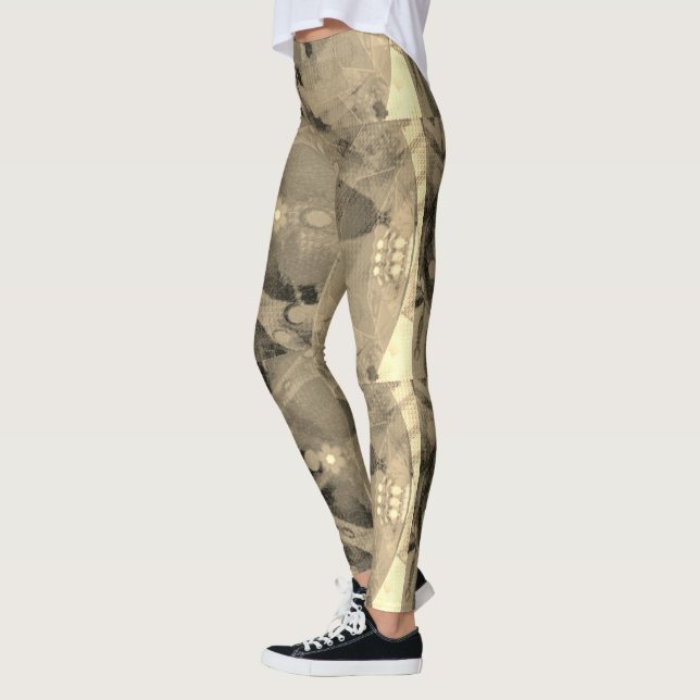 Leggings Dessin abstrait MODERNE en noir-brun-clair - (Gauche)