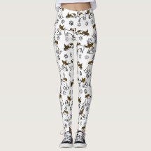 Leggings dessin animé chien blanc