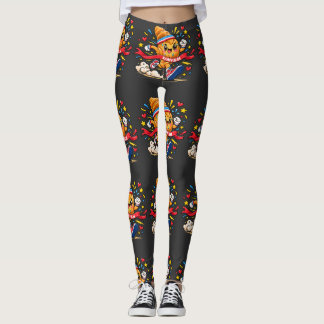 Leggings Dessin animé de croissant coureur franchissant la