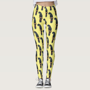Leggings Dessin animé d'oiseau cacatoès noir à queue rouge