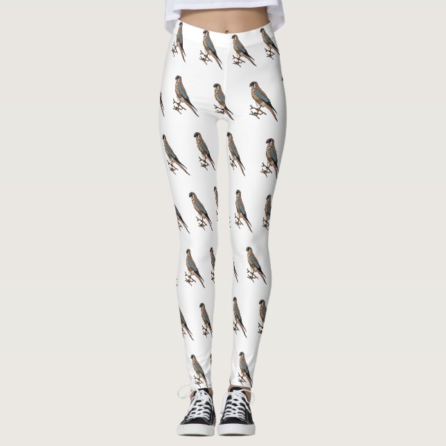 Leggings dessin animé d'oiseau-kestrel américain (Devant)