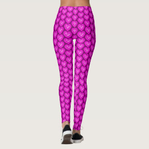 Leggings Dessin aquarelle de coeur en saphir rose