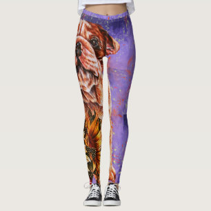 Leggings Dessin d'art de bouledogue et de chien de