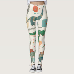 Leggings Dessin de Dinosaur : jeu d'illustrations vintage.