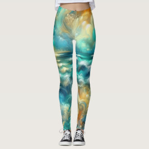 Leggings Dessin dur Pastel Océan Abstrait