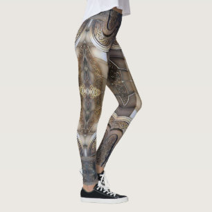 Leggings dessin métallique abstrait d'armure