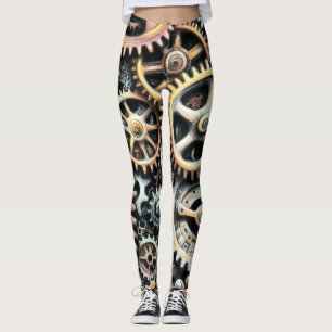 Leggings Dessin pastel de Cogs Gears Steampunk