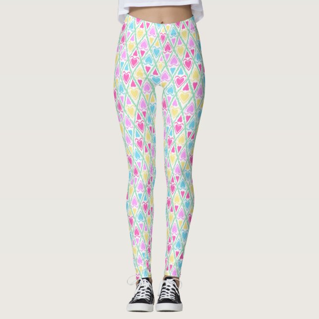 Leggings Dessiner coeur, coeur, amour, Saint Valentin Leggi (Devant)