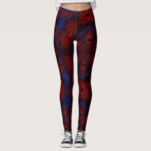 Leggings Dessins abstraits MODERNES en mosaïque rose-rouge-