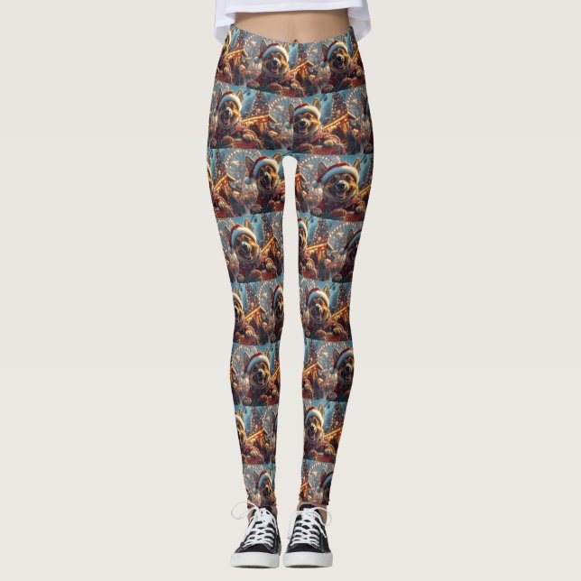 Leggings Dessous de verre roulette de chien Malinois belge  (Devant)