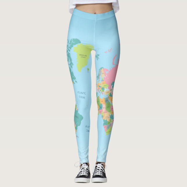 Leggings Détail de pays de voyageur de carte du monde (Devant)