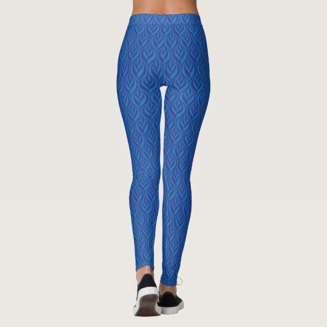 Leggings Deux légumineuses à motifs bleus modernes (Dos)