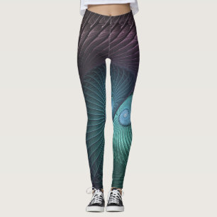 Leggings Deux spirales colorées Art Abstrait Fractal modern