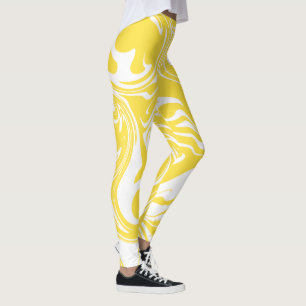 Leggings Déversement - Citron jaune et blanc