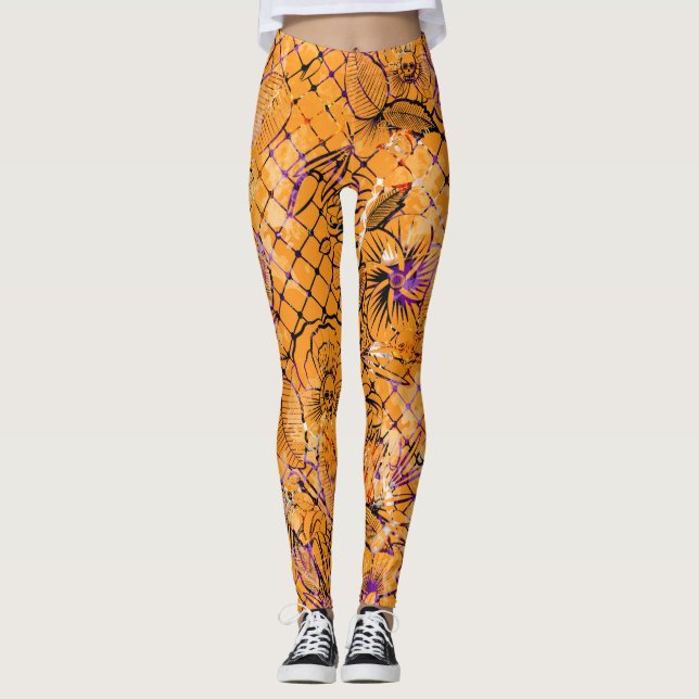 Leggings d'Halloween Motif orange (Devant)