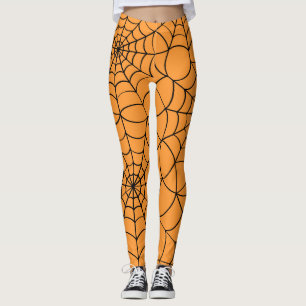 Leggings d'Halloween Orange et Black Spider Web