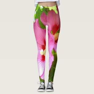Leggings d'Hibiscus rose