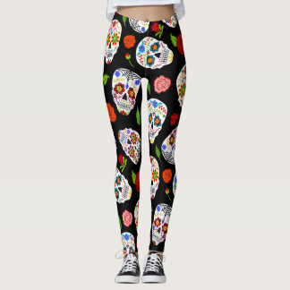 Leggings Dia Los Muertos : motif crâne à sucre.