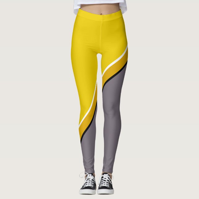 Leggings Diagonale jaune et gris (Devant)