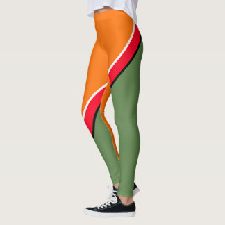 Leggings Diagonale orange, verte et rouge