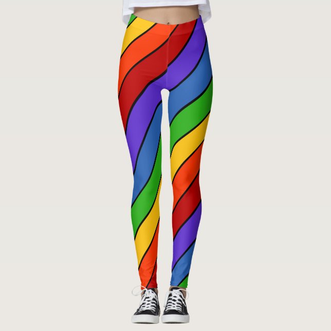 Leggings Diagonale striée arc-en-ciel (Devant)