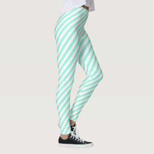 Leggings Diagonale verte turquoise d'amusement barrée
