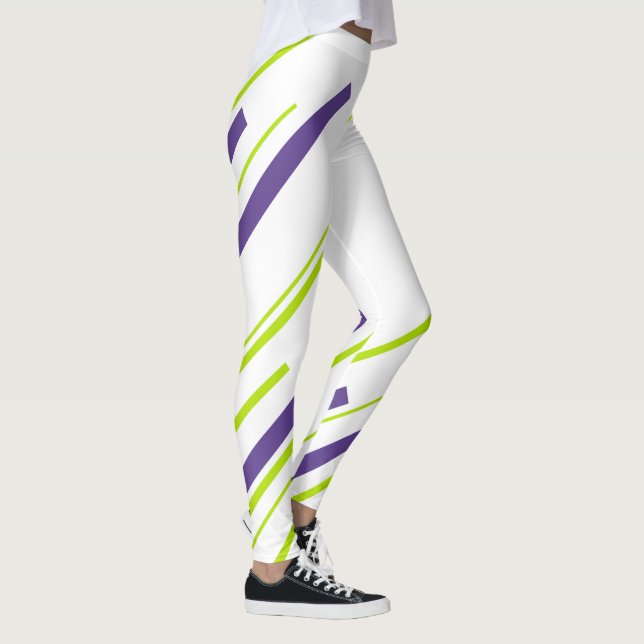 Leggings Diagonales en vert citron vert et violet (Droite)