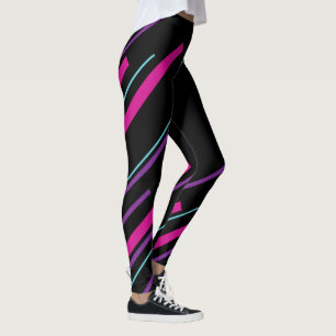 Leggings Diagonales - rose, violet, bleu et noir