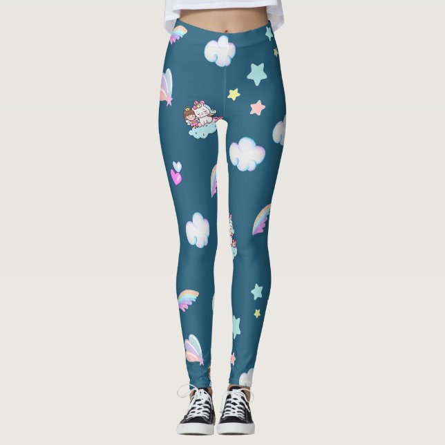 Leggings Diagramme motif de la princesse Unicorn magique (Devant)