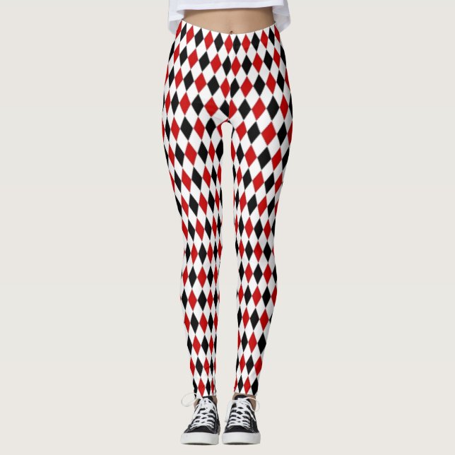 Leggings Diamant rouge, noir et blanc frappant (Devant)