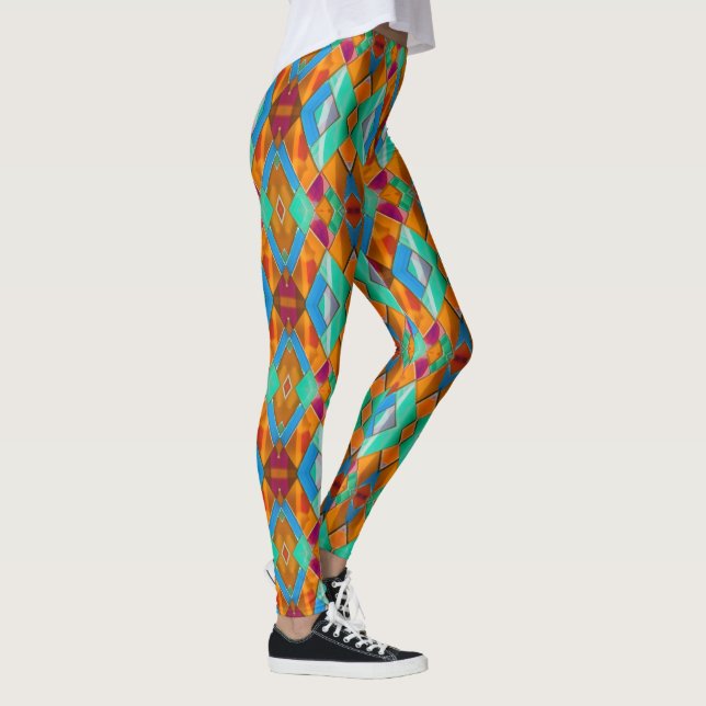 Leggings Diamants Arlequins Modernes - Gras Lumineux (Droite)